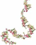 GGISUI 200cm Ghirlanda Fiori Artificiali Vite Margherita Rosa Scuro, Ghirlanda di Seta Fiori Artificiali per Matrimonio Feste Giardino Casa Muri Decorazione