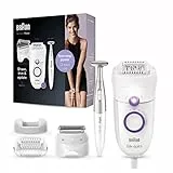 Braun Silk-épil 5-825 Power Depilatore Donna, Epilatore Elettrico Donna Per I Primi Utilizzi, Testina Radente, Cappuccio Regolatore E Bikini Styler, Bianco/Viola