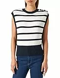 Pinko Ruiloba Top Cotone Lana Rigato, Canottiera alla moda Donna, Ez1_blu/Bianco, M