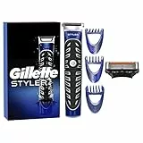 Gillette Regolabarba Uomo, Rifinitore Barba e Corpo, ideale per la Depilazione Uomo, 1 Lametta dra 4 Lame Inclusa, con 3 Regolatori di Lunghezza Ideali per Rifiniture di Precisione