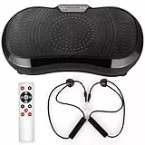 Fitness Pedana Vibrante, con Motore Silenzioso, 120 livelli + 10 Programmi Di Allenamento, Bande di Resistenza, Antiscivolo, per l'allenamento di tutto il corpo
