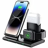 Hoidokly Caricatore Wireless 3 in 1 Ricarica Wireless Supporto di Caricabatterie Senza Fili Docking per iWatch, iPhone 14/14 Plus/14 Pro/14 Pro Max/13/12/11/XS/X/8 e AirPods 3/2 (Nessun iWatch Cavo)