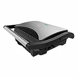 Cecotec Rock'nGrill Dark 1000 1000 W, rivestimento in pietra, vassoio raccoglitori, piastra superiore galleggiante, superficie 25,4 x 17,5 cm, privo di PTFE, PFOA
