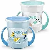 NUK Mini Magic Cup bicchiere antigoccia | Bordo 360° anti-rovesciamento | 6+ mesi | manici ergonomici | Senza BPA | 160 ml | Blu | 2 pezzi
