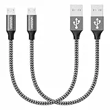 Cavo Micro USB,[2 Pezzi:0.3m+0.3m] Cavo USB Micro USB Nylon Cavo Android Trasferimento Dati e Ricarica Rapida Compatibile con Samsung S5/S6/S7, Huawei, HTC,LG,HTC,Kindle, PS4，Redmi