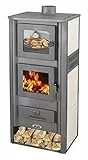 EEK A stufa a legna con vano cottura, colore bianco, 12,1 kW, ambasador, forno permanente, forno da officina, forno svedese