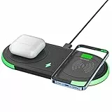 Doppio Caricabatterie Wireless,7.5W Caricatore Senza Fili per iPhone 13/13 Pro/13 ProMax/13 Mini/12/12 ProMax/SE 2022/11/11 Pro/XS/X/AirPods Pro，Samsung Galaxy S21/S20/Note 10/S10(Non Adattatore)