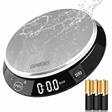 CHWARES Bilancia digitale da cucina 11lb/5kg Bilancia da cucina elettrica Bilancia digitale impermeabile Display a LED in acciaio inox per ingredienti caffè, carne frutta verdura