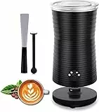 Morpilot Montalatte Elettrico Automatico, Schiumatore Latte 4 in 1, Silenzioso e Rivestimento Antiaderante, Macchiato/Cappuccino Caffé/Latte Freddo o Caldo-Nero