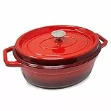 ToCi - Casseruola in ghisa smaltata con coperchio, 33 cm, capacità di 5,5 litri | Casseruola smaltata adatta per fornelli a induzione | Pentola per cucinare e arrostire di colore: rosso