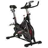 HOMCOM Cyclette Bicicletta per Allenamento in Acciaio Nero con Monitor LCD, Seduta, Manubrio e Resistenza Regolabile Volano 10kg, 53x105x105-117cm