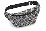 Leon Marsupio Marsupio 100% cotone Fanny Pack Belly Belt Moon Bag Bumbag Boho Hippie Tribal Donna Uomo, Gt - Rombo colorato Zikzak, taglia unica, Marsupio a tracolla