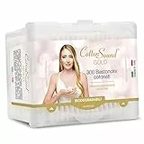 Cotton Sound GOLD Bastoncini Cotonati 1 confezione x 300 Pezzi, Scatola Apri e Chiudi, Bastoncini Cotonati in Carta Biodegradabile, 100% Puro Cotone Idrofilo, Ideali Pelli Sensibili, Made in Italy