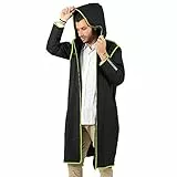PERLETTI Impermeabile Pioggia Uomo Donna Dettagli Riflettenti - Poncho Antipioggia Riutilizzabile Antivento Mantella Montagna Trekking Adulto (Nero Bordo Verde Lime, S)