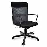 HLFURNIEU Sedia da ufficio regolabile in altezza, comoda sedia da ufficio in rete traspirante, sedia da ufficio ergonomica, seduta girevole da ufficio con schienale medio, nero