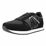 ARMANI EXCHANGE Logo Nero Lucido, Inserti in Microfibra Scamosciata, Scarpe da Ginnastica Donna, 41 EU