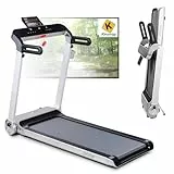 FITFIU Fitness MC-460 - Tapis roulant compatto pieghevole, motore silenzioso 2200W, velocità massima 15km/h, tapis roulant fitness con superficie di corsa 46x122cm, Bluetooth, USB, peso massimo 100kg