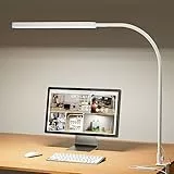 SKYLEO Lampada da Scrivania a LED - 85cm Lampada da Tavolo da Scrivania - Controllo a Sfioramento - 5 Modalità di Colore X 11 Luminosità - 1300LM - Timer e Memoria - 12W Luce Scrivania - Bianco