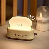 Grelae Led Lampada da Comodino, Luce Notturna Bambini, USB Luce Notturna Toast Ricaricabile, Dimmerabile Luci Led, Lampada Bambini con Timer, Lampada Comodino da Letto, Regalo Neonato, Regali Natale