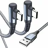 Cavo USB C angolo di 90 gradi [2 pezzi 1m] ricarica rapida, cavo di ricarica Cavo USB C in nylon tipo C per Samsung Galaxy S21 Plus, Note10 / 9/8, M31, A71 A52 A51 A50 A40 A10 A7, Mi9 / 8