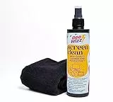 Gee-Wizz Screen Clean - Kit 250 ml Spray Pulisci Schermo con Panno Microfibra - Detergente Per Tutti Tipi di Schermo, Display, Monitor di Tutti i Dispositivi. Senza striature e Anti-Polvere