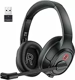 EKSA Cuffie Bluetooth con microfono & Adattatore USB, 55 Ore Di Riproduzione e 10 metri di Portata, [NEW] Over Ear Cuffia Wireless Pc per Lavoro/Ufficio/Casa/Team/Zoom