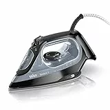 Braun TexStyle3 SI3055BK Ferro da stiro a vapore con 4 Anni di Assistenza, Colpo vapore 180g, Termostato regolabile, Riscaldamento Rapido, Piastra Freeglide 3D Superceramic, Capacità 270ml, nero