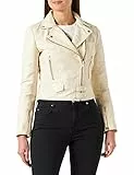 Pinko Giacca Giacchetta di Pelle, N96_Fumo Bianco, 36 Donna