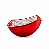 Alessi Parmenide AARU01 R - Grattugia con Raccoglitore di Design, in Resina Termoplastica e Acciaio Lucido, Rosso