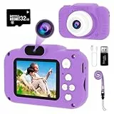GlobalCrown Macchina Fotografica Bambini,Mini Ricaricabile Fotocamera Digitale Giocattoli per bambini Videocamera Regali per Ragazze Ragazzi da 3-8 Anni,12MP Video HD Schermo (Scheda 32 GB inclusa)