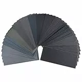 Carehabi Set 42 pezzi di carta abrasiva, carta vetrata umida e asciutta fine 120-3000 Carta vetrata per metallo, auto, mobili in legno, pietra, vernice, vetro, 23 x 9,5 cm