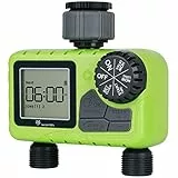 JonesHouseDeco Timer Per Irrigazione Elettronico A Due Uscite Con 2 Elettrovalvole Regolatore Di Irrigazione Per Giardino, irrigazione per prato, irrigazione per prato Modalità manuale/automatic