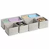 mDesign Set da 6 Organizer armadio – Ideali come organizer cassetti – Portabiancheria in tessuto traspirante – grigio talpa/beige