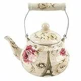 Cabilock Bollitore smaltato vintage con manico resistente al calore, per cucina, casa, caffetteria, campeggio, fornello a gas, 2,5 l