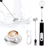 Montalatte Elettrico Cappuccino, Frullino Elettrico USB Ricaricabile Schiumatore Latte, Elettrico Schiuma Latte 3 Velocità Regolabile per Cappuccino, Matcha, Caffè Schiumoso, Latte (Frother-Nero)