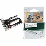 Bosch Professional graffatrice manuale HT 14, legno, tipo di graffa 53 & Bosch 2609255823 Fine Graffetta a Filo, Tipo 53, 11.4 x 0.74 x 14 mm
