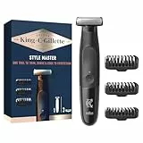 King C. Gillette Style Master, Regolabarba Uomo Senza Fili Per Regolare, Rifinire E Radere La Barba Incolta Con Lama 4D E 3 Pettini Da 1, 3, 5 mm, Idea Regalo