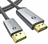 WARRKY Cavo DisplayPort a HDMI 4K, Display Port a HDMI Cavo 3M (2K 60Hz, 1080P 120Hz)-Nylon Intrecciato Unidirezionale Displayport to HDMI Cavo Compatibile HDTV, Monito
