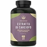 Estratto di carciofo - 360 capsule - dose elevata: 2400 mg giornalieri (60 mg di cinarina) - estratto carciofi francese - Vegano e testato in laboratorio - TRUE NATURE