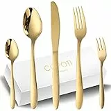 Set Di posate Oro Per 12 Persone, COPOTI 60 Pezzi Acciaio Inox Coltello Forchetta Cucchiaio Cena Set,Lavabili in Lavastoviglie.…