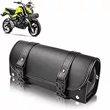 QINERSAW Borsa da Sella Moto in Pelle, Borsa per Forcella da Moto Borsa per manubrio da moto con 2 Cinghie di Fissaggio, Borsa Porta Attrezzi Moto Compatibile con la Maggior Parte delle Moto