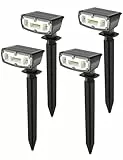 OUSFOT faretti solari a led da esterno IP67 lampade solari da giardino 4 Pack luci solari esterno, luce bianca fredda 30 LED Impermeabile con 2 Livelli di Luminosità