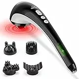 Snailax Massaggiatore Elettrico Palmare Portabile - Massaggiatore a Percussione Senza Fili con Calore, 4 Accessori Intercambiabili, Massaggiatore Muscolare per Schiena, Gambe, Spalle, Collo, Braccio