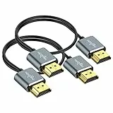 Twozoh Cavo HDMI Flessibile e Sottile 0,3M 2 Pezzi, Cavi HDMI Ultra Sottile Supporta alta velocità 4K@60Hz 18gbps 2160P/1080P