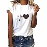 Donne Basic T-Shirt Manica Corta Tempo Libero Top Camicetta Divertenti Maglietta Girocollo Blusa Tshirts Maglie Pullover Estate Camicia Allentato Taglie Forti T-Shirts Camicetta da Donna