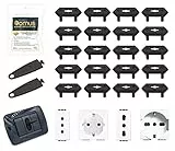 DOMUS® Copriprese per Bambini, 20 Copri Prese Elettriche Universali Italiane e Schuko, Tappi Copripresa di Sicurezza Casa con 2 Chiavi (NERO)