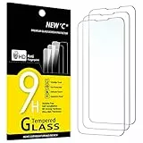 NEW'C 3 Pezzi, Vetro Temperato per iPhone 14, 13, 13 Pro (6,1'), Pellicola Prottetiva Anti Graffio, Anti-Impronte, Senza Bolle, Durezza 9H, 0,33mm Ultra Trasparente, Ultra Resistente