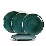 UNICASA Piatti da Dessert, Servizi di Piatto Verde di 20 cm di 4 Piatti da Dessert, Piatti Piatto/Ciotole per Cereali, Piatti Fondi Per 4 Persone, Adatto per Forno e Microonde
