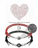 QianSiLi Bracciali Coppia, Braccialetto di proiezione, Ti amo in 100 lingue, magnetico, regolabile, Regali Di Coppia Per Lui Lei Fidanzata Fidanzato, Regalo Anniversario Compleanno San Valentino