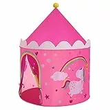 SONGMICS Tenda da Gioco Castello da Principessa per Ragazze, Casetta per Interni ed Esterni, con Borsa da Trasporto, Regalo per Bambini, Rosa e Giallo LPT04PY